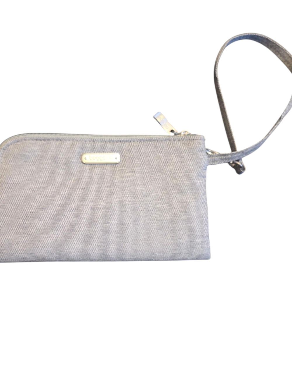 Baggallini RFID Blocking Wristlwt Pouch In Heathered Grey  7 1/2"  X 41/2"